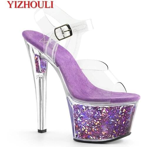 17cm stiletto heels, 7in pole dancing sandals, sexy bright sheet waterproof platform, nightclub model party sandals