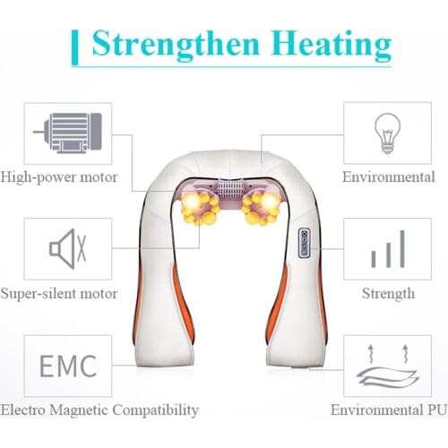 U Shape Electrical Shiatsu Massager Shawl Roller Heat Massage Electric Pain Neck and Shoulder Multi-function Massagem
