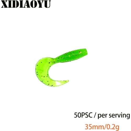 50pcs root fishing curling tail 35mm 0.2g bionic soft insect bait maggot bait fake soft bait