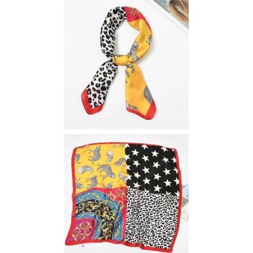 Yishine 70*70 CM New Silk Scarf Traditional Pattern Printed Women Shawl Satin Small Squares Head Bag Decorative Scarves