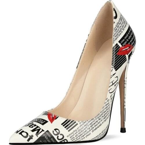2021 womens shoes pointed toe stiletto sexy high heels graffitipainted fashion ladies plus size European and American highheels