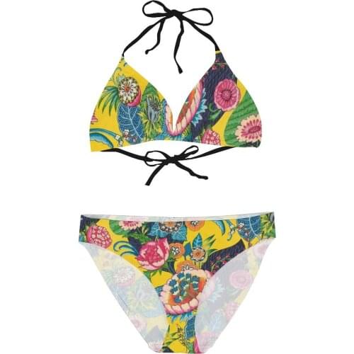 Women 2021 Exotic Bikinis Pattern (9) Women Swimsuit Mid Waist 2 Piece Woman Set Tropical Women Bathing Suit SwimSuit