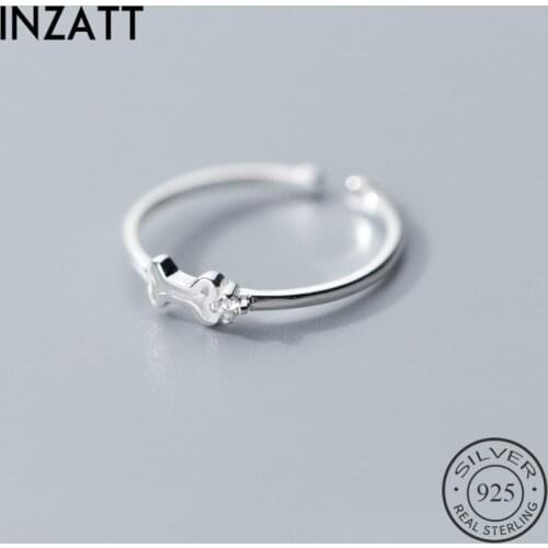 INZATT Real 925 Sterling Silver Minimalist Hollow Bone Zircon Opening Ring For Fashion Women Party Fine Jewelry Punk Gift 2019