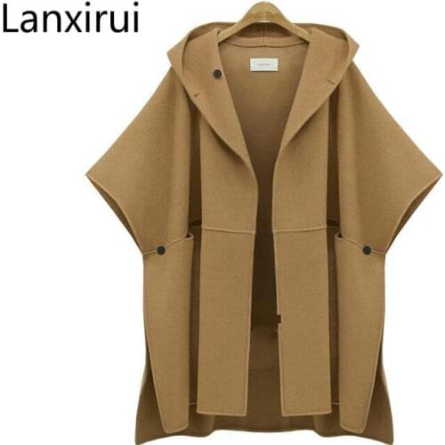 Hot Ladies European And American Woolen Cape Coat New Winter Woolen Coat Long Women 'S Coat Xl -5xl