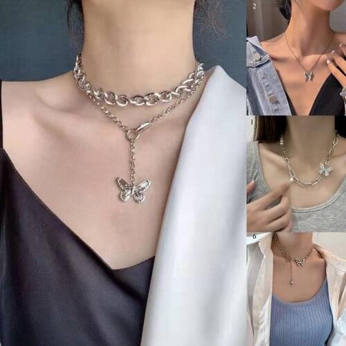 Vintage Butterfly Pendant Necklace for Women Choker Multi Style Chain accessories IGIRL Collar Jewelry Friends Gift Wholesale