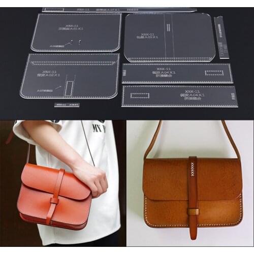 1set Shoulder Bag Women Handbag Template Clear Acrylic Leather Pattern DIY Hobby Leathercraft Sewing pattern stencils