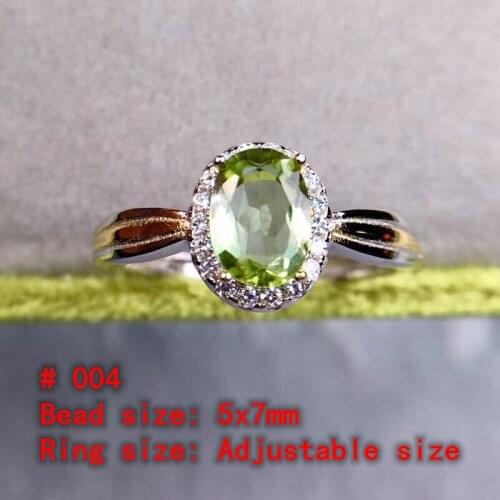 1Pc Natural Tourmaline Ring green Quartz Crystal Adjustable Ring 925 Silver Girl Gift Jewel Ring Crystal Healing stone