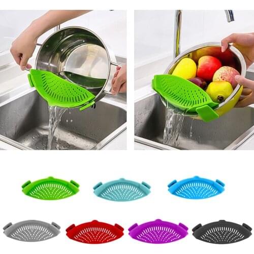 1PC Silicone Colanders Kitchen Clip On Pot Strainer Drainer For Draining Liquid Univers Draining Pasta Vegetable Cookware XB 020