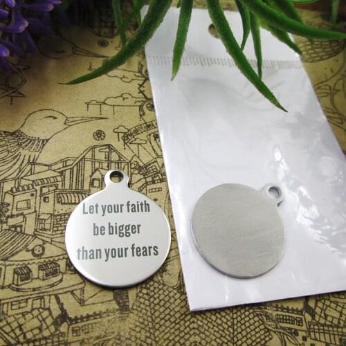 20pcs--"Let Your Faith Be Bigger Than Your Fears"stainless steel charms 5 styles for choosing DIY Charms for necklace bracelets