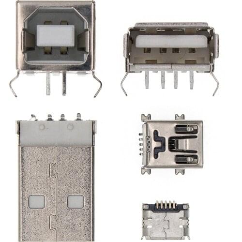 10Pcs USB Type A/B micro USB MK5P mini USB SMD Standard Port Female/Male Solder Jacks Connector PCB Socket