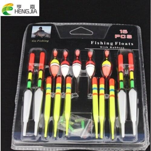 15pcs/Set Boias Buoy Bobber Rubber Material Fishing Float Bobbers Slip Drift Tube Indicator Assorted Sizes Fishing Tackle HJ021