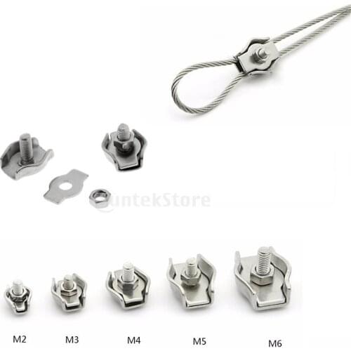 2pcs M2 M3 M4 M5 M6 Simplex Wire Rope Clips Connect Fixing 1 Post Wire Cable Clamps - Strong & Durable 304 Stainless Steel