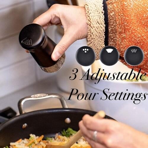 ABZS Pepper Shakers with Adjustable Pour Holes Elegant Stainless Steel Salt and Pepper Dispenser Perfect for Sea Salts 2Pcs