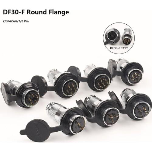 1Set DF30 GX30 Aviation Connector Female Socket & Male Plug 2 3 4 5 7 8 pin Round Flange Connector for Electric Power Industrial