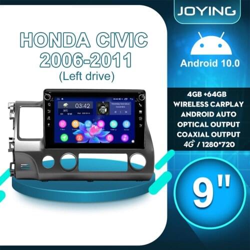 Car Accessories 9 Inch Android Car Radio Auto GPS Multimedia Tape Recorder For Honda Civic 2006 2011 Left Drive Carplay 4G DVR