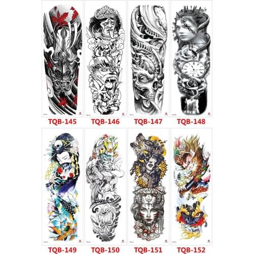 Large Arm Sleeve Tattoo Dragon Tiger Wolf Waterproof Temporary Tatoo Sticker Totem Tatto