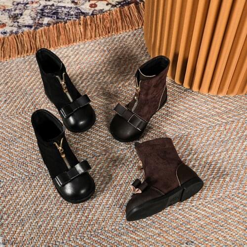 Girls Martin boots microfiber childrens short boots spring and autumn single style 2021 new British style catwalk black cotton