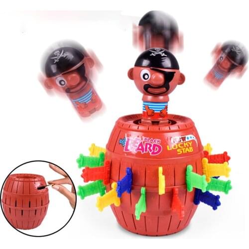14CM Kids Funny Guessl Toy Large Pirate Barrel Novelty Toy Classics Gaes Intelligence Game for Children Lucky Stab Pop Up Toy