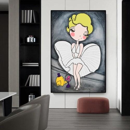Cartoon Version Marilyn Monroe Canvas Painting Girl Bedroom Wall Art Posters Prints Modern Living Room Home Decoration Pictures