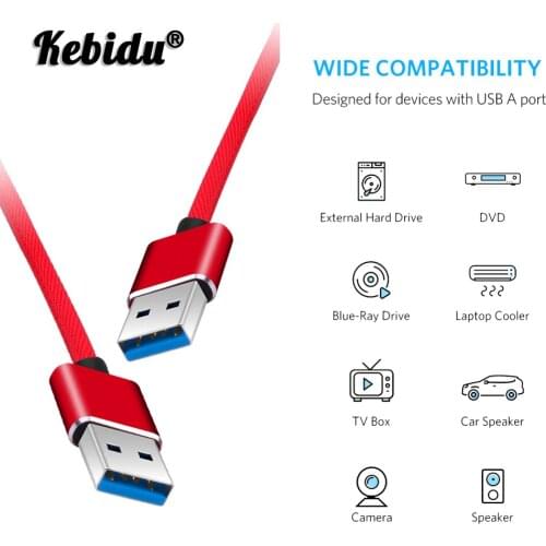 Kebidu USB 2.0 Cable USB To USB Cable Type A Male To Male USB Extension Cable Super Speed HDD For Radiator Hard Disk Webcom PC