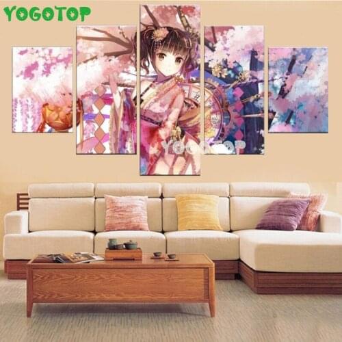 5 Pieces Japan Anime Kimono Girl diy diamond painting cross-stitch Full Drill Mosaic diamond embroidery Wall Art ML1572