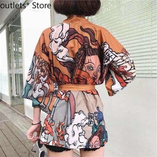 New Japanese Traditional Kimono Harajuku Style Loose Thin Yukata Sun Protection Clothing Casual Top