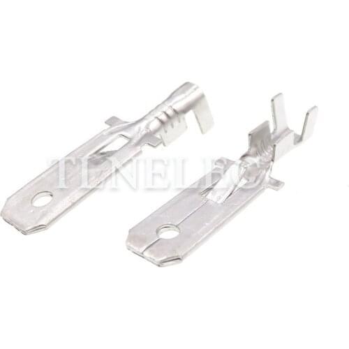 50pcs 6.3 Series Car Splices Wire Terminal Crimp Terminal Male Cable Connector Auto Plug-in Type Terminal Pins of DJ611-6.3A/B/C