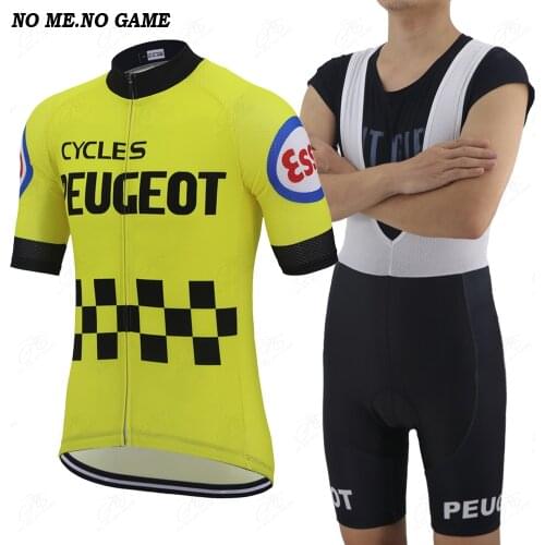 Classic pro team cycles clothing set Men summer Retro yellow road cycling jersey & black retro bib shorts bike racing clothes