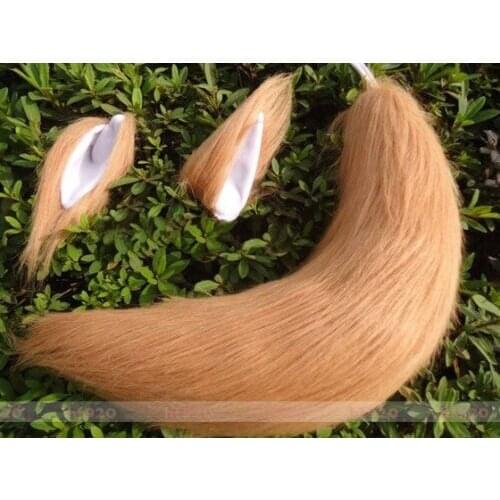 Brown Cosplay Party Long Fur Fox Ear plush tail Hair Clip Ear Halloween Props Kamisama Love Kiss Hot New 65cm