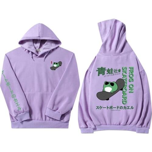 Harajuku Creative Frog Hoodie CottonThermal Sweatshirts for Women Pastel Clothes Drop Shoulder Kangaroo Pocket Girls Streetwear