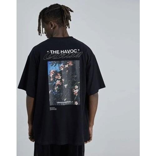 Summer HiP Hop Style Streetwear T Shirt For Men Black and White Punk Rock Ins BF Pattern Short Sleeve Tee