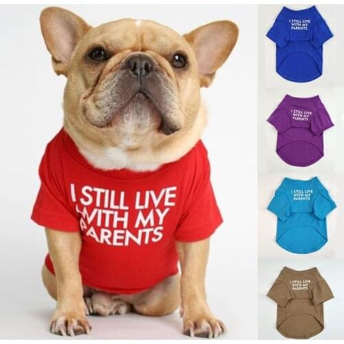 Pet Clothes Summer Dog T-shirt Big Size Letters Printed Pure Cotton Dog Clothes for French Bulldog Soft Breathable Pet Costume
