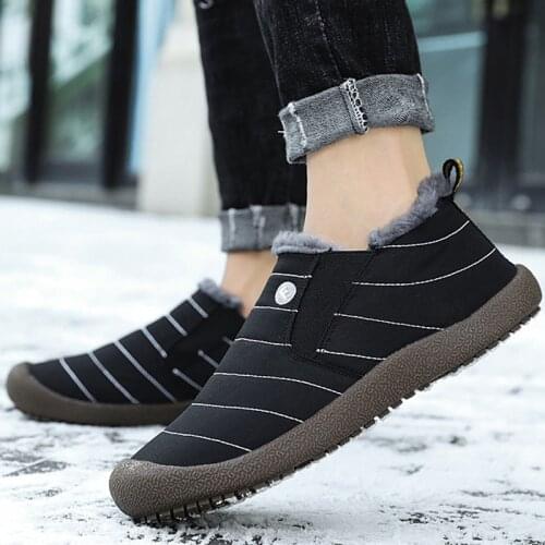 Men Boots Lightweight Winter Shoes For Men Waterproof Non-Slip Men Ankle Boots Fur Keep Warm Sneakers Comfortable Male Work Boot