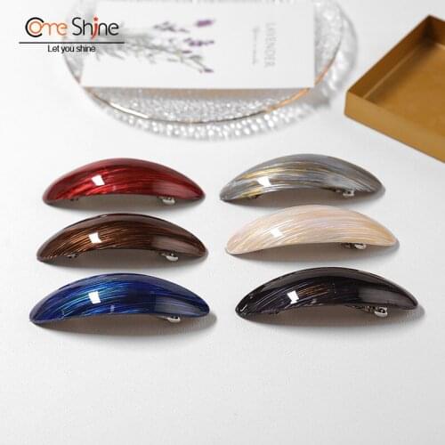 Come Shine 6 Pcs/lot Sets for girls Fashion Glossy gold line striped acrylic oval hair clips for women accessories 2021 lady