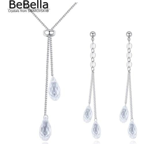 BeBella crystal tear drop pendant necklace earrings set made with Austrian Crystals from Swarovski ELEMENTS for women gift