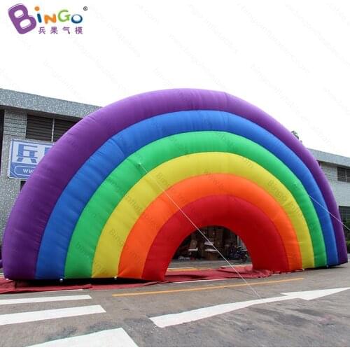 Customized 12x6 meters inflatable rainbow arch promotional airblown rainbow archway for decoration toys