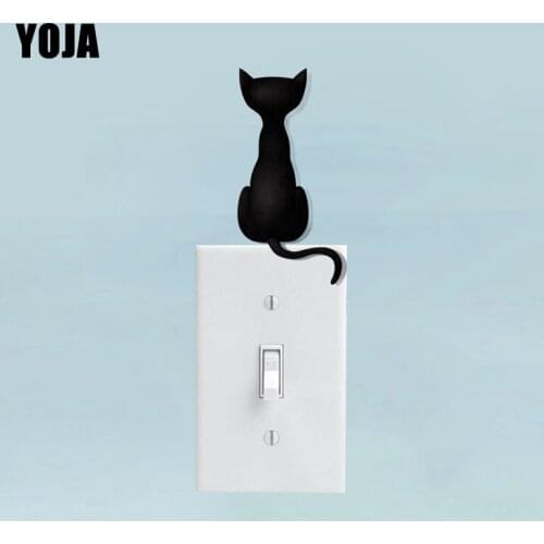 YOJA The Shadow Of The Black Cat Wall Stickers Light Switch Decor Decals Art Mural Baby Nursery Room 8SS0005