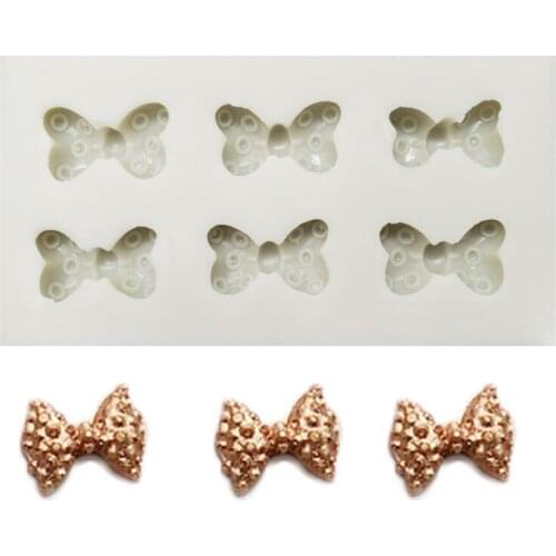 New mini bow sugar turning silica gel mould cake dry pace decorative mould DIY chocolate baking tool