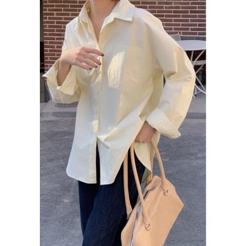 Real Shot 2021 New Fashion Loose Slim Lapel All-Match Casual Shirt Long-Sleeved Women