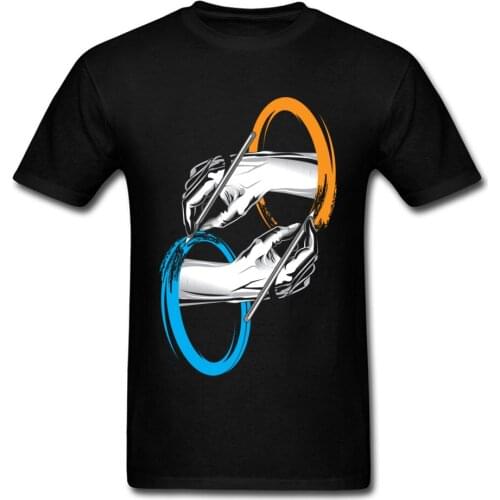 Normal TShirt Men Tops T Shirt Discount Tee-Shirt Black Tee O-Neck Drawing Portals All Cotton Hip hop Clothes Top Quality