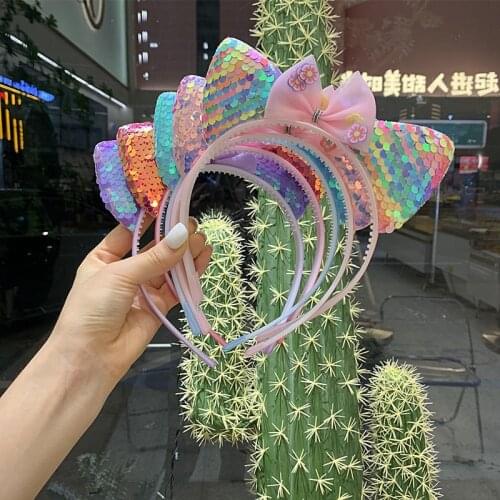 New Lovely Children Sequins Rabbit Ears Girls Hairband Kids Girls Shining Crown Princess Korean Headband Party Hair Accessories