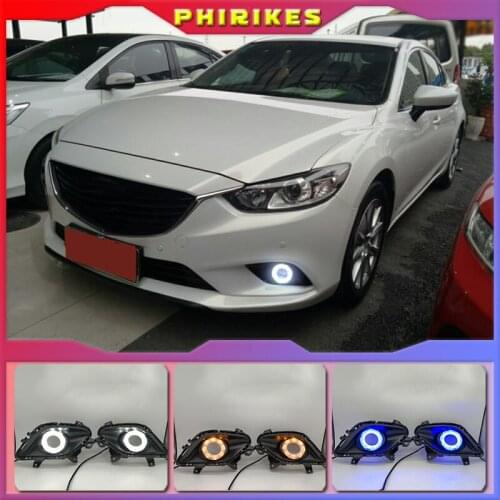 Turning Signal & Dimming style relay 12V LED car DRL daytime running lights with fog lamp hole for Mazda 6 Atenza 2014-2016
