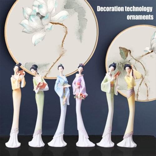 Figurine Ornament Chinese Classical Character Asian Female Statue Art Decoration For Home Shelf Fairycore Statues Et Sculpture