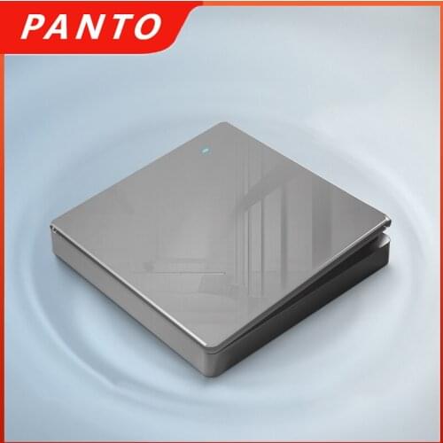 PANTO Gray Glass Light Switch with USB 1/2/3/4 Gang 1/2 Way Wall Switch EU Standard Power Button Switch Glass Panel 10A 220V