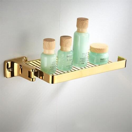 Bathroom Shelf Copper Bath Shower Rack Shower Shelf Bath Holder Bolt Inserting Top quality Luxury Corner Shelf bath hardware