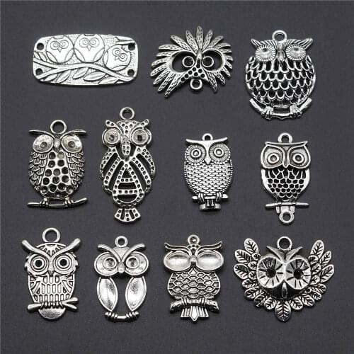 Vintage 10pcs Owl Charms Pendants Diy Jewelry For Necklace Bracelet Making Accessaries