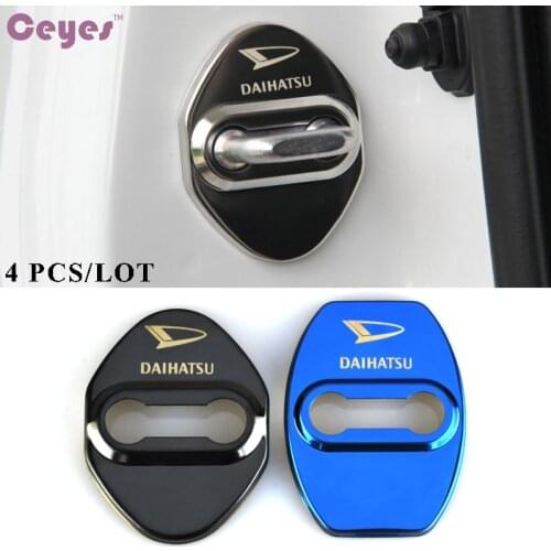 Ceyes Car Styling Door Lock Decoration Protection Cover Emblem Stainless Steel Case For Daihatsu Terios Charade Mira Car-Styling
