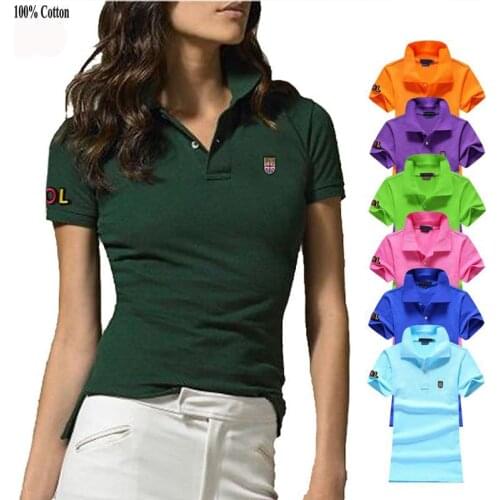 Top Quality 2020 Summer Designer Womens Polos Shirts 100% Cotton Casual Short Sleeve Ladies Tees Fashion Slim Female Tops S-4XL