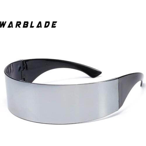 WARBLADE Ladies Mens Black Frame Wrap Sunglasses One Piece Shades Flat Top Novelty Costume Party Funny Strange LXL
