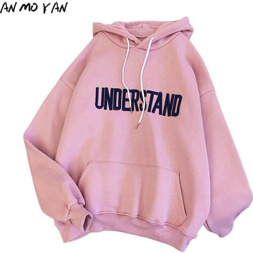 Winter Fashion Letter Embroidery Hoodie Korean Version Of Wild Thick Loose Long-sleeved Casual Womens Sweatshirt Top